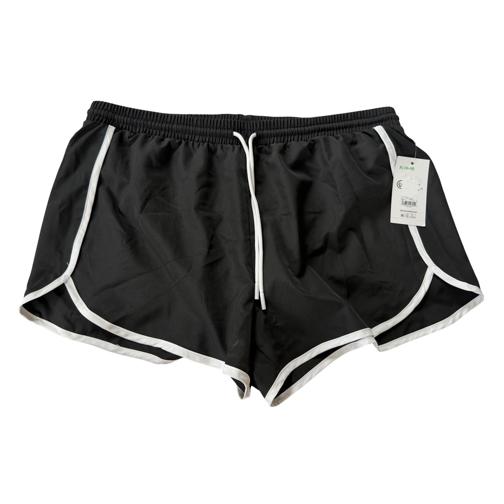 Athletic Works Womens Black White Running Shorts XL 16-18 NWT AW17HQ024217